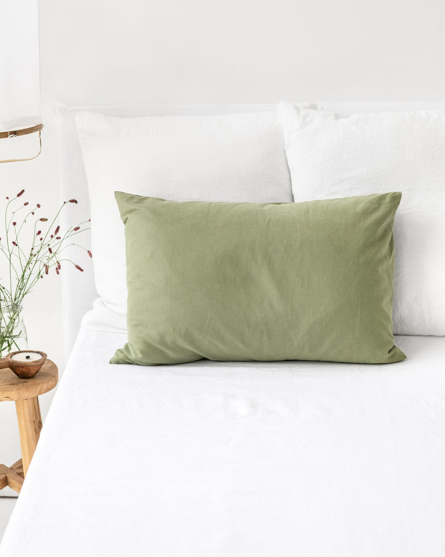 Sage linen-cotton pillowcase - MagicLinen