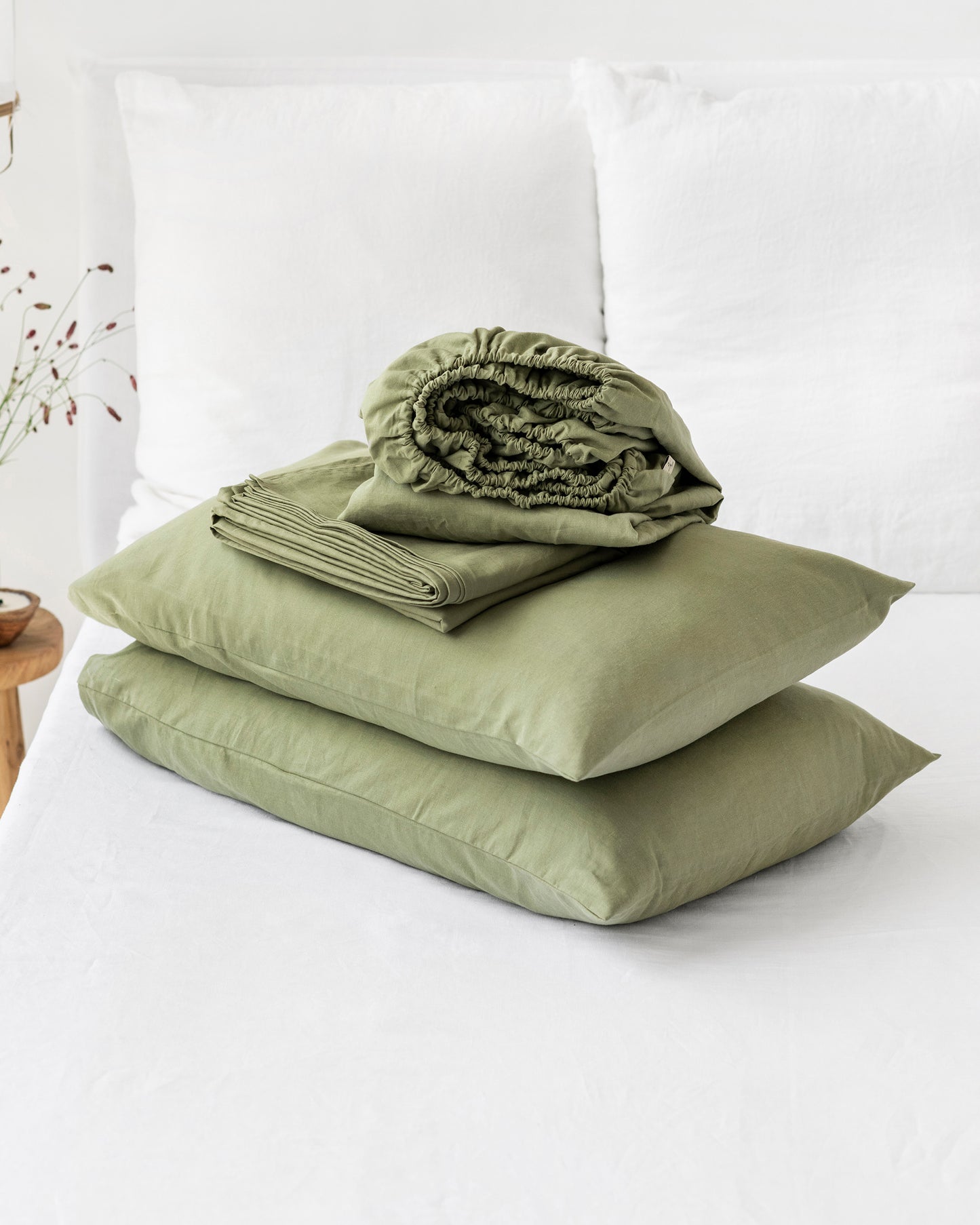 Sage linen-cotton sheet set (4 pcs) - MagicLinen