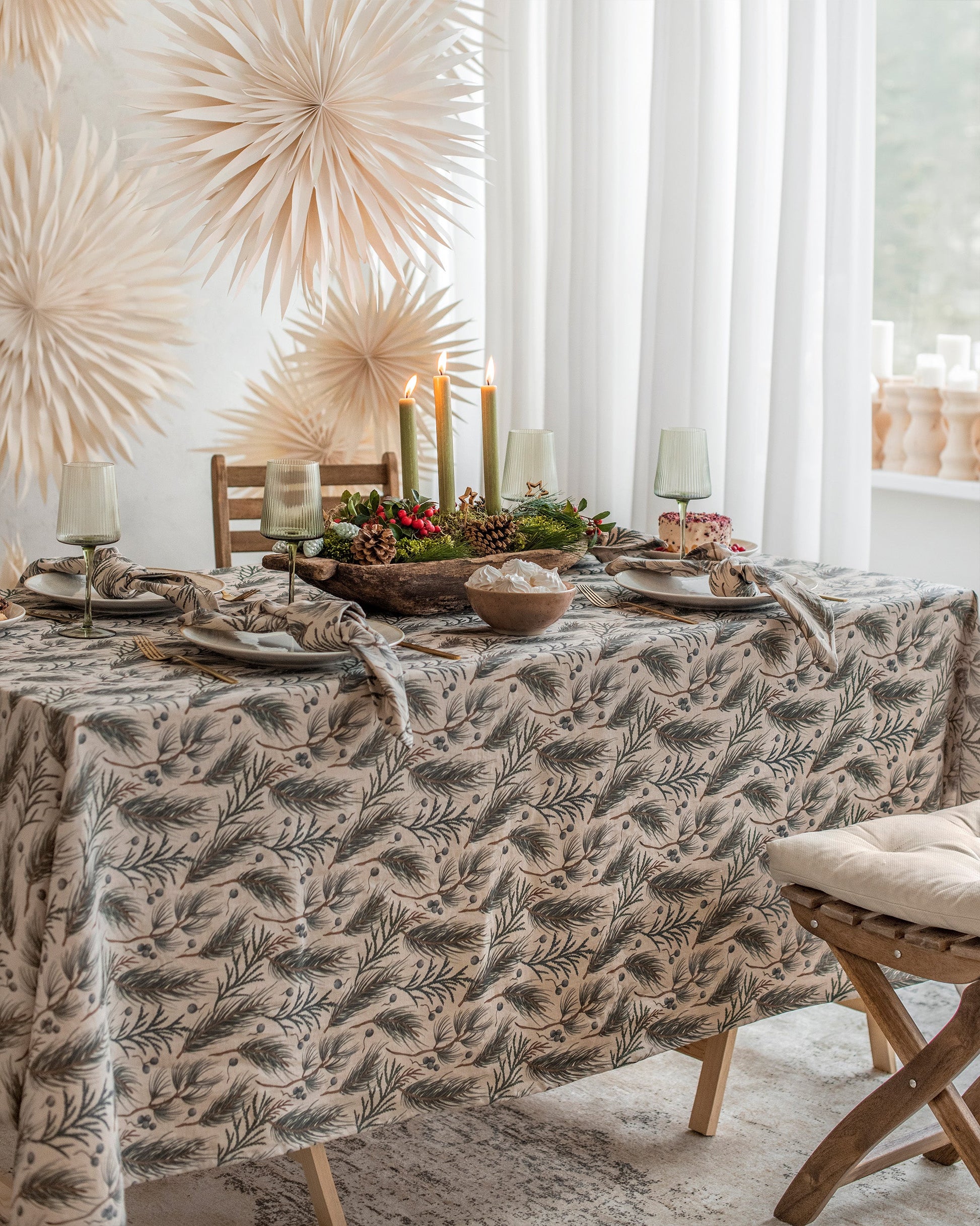 Natural & Winter print linen set