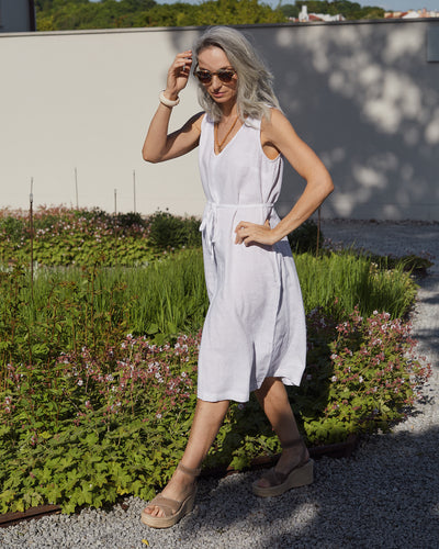 Basic linen dress OIA in White - MagicLinen
