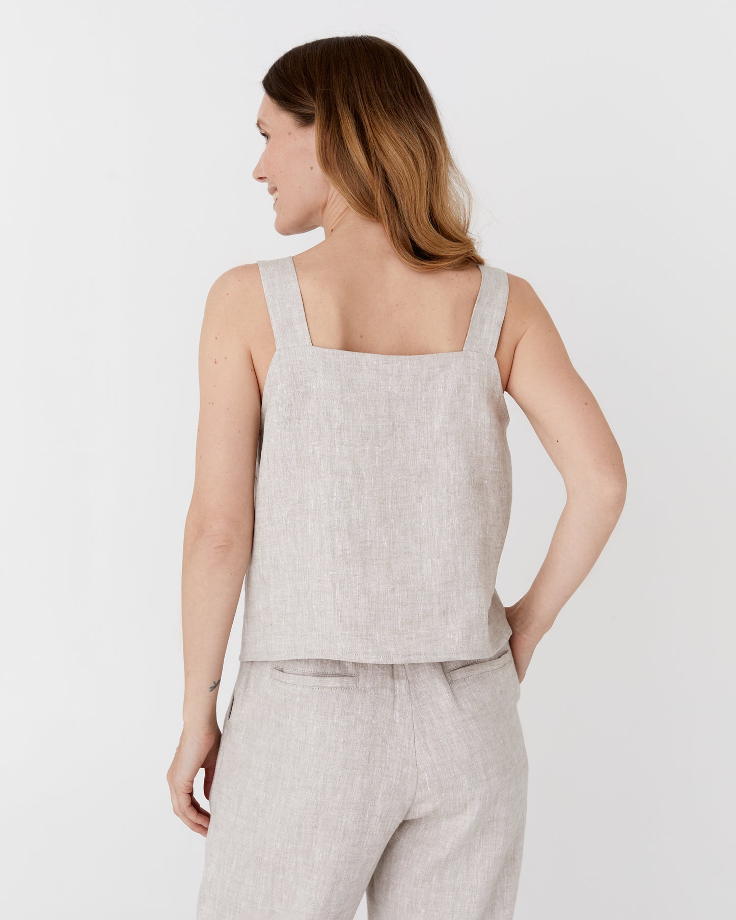 Linen tank top OLINDA in Natural melange - MagicLinen