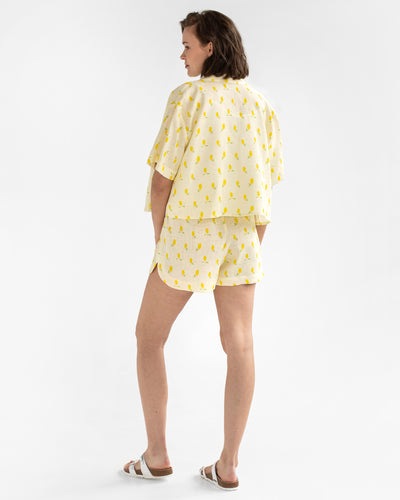 Linen lounge set PARGA in Lemon print - MagicLinen