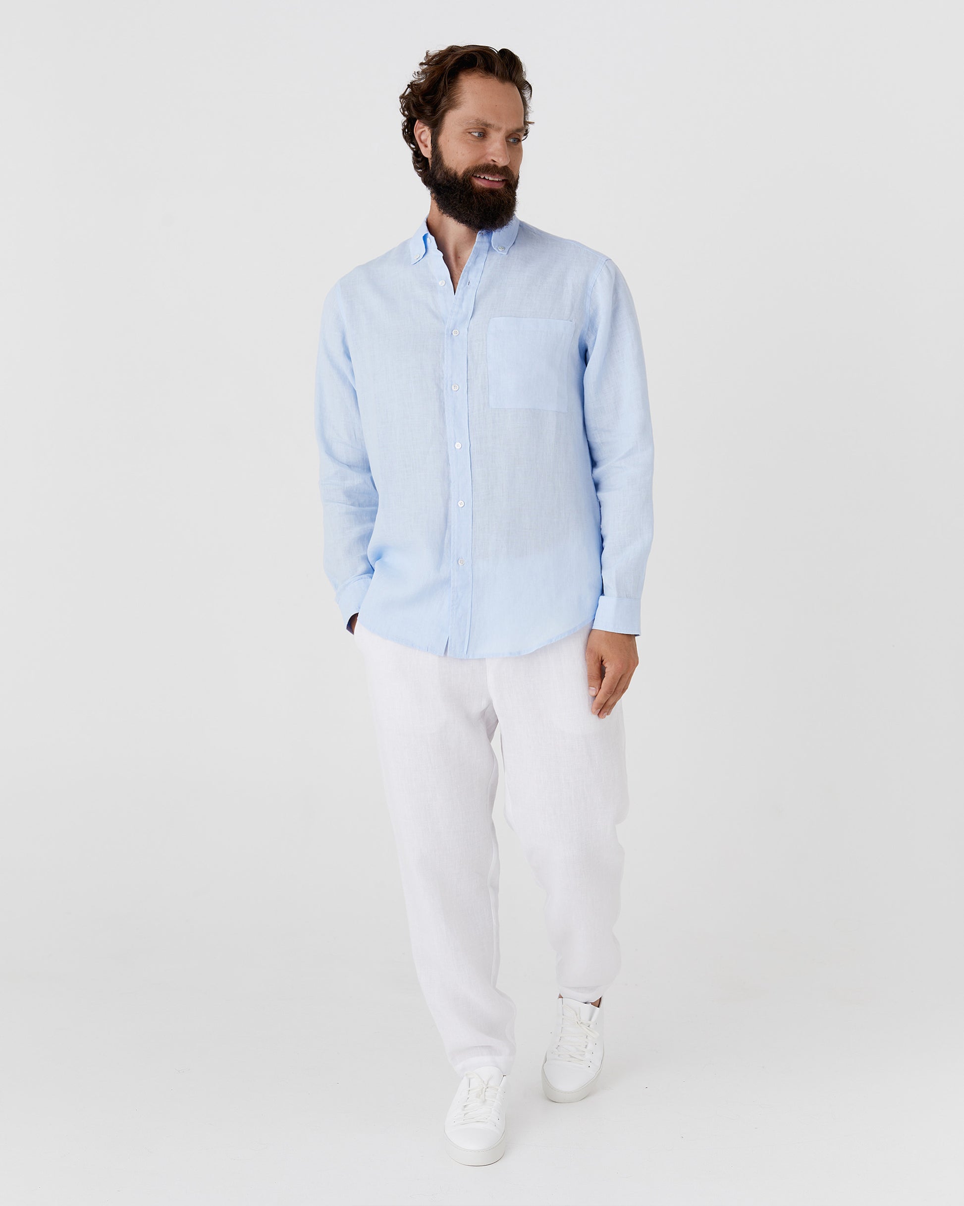 Men's linen shirt PERUGIA in Sky blue - MagicLinen