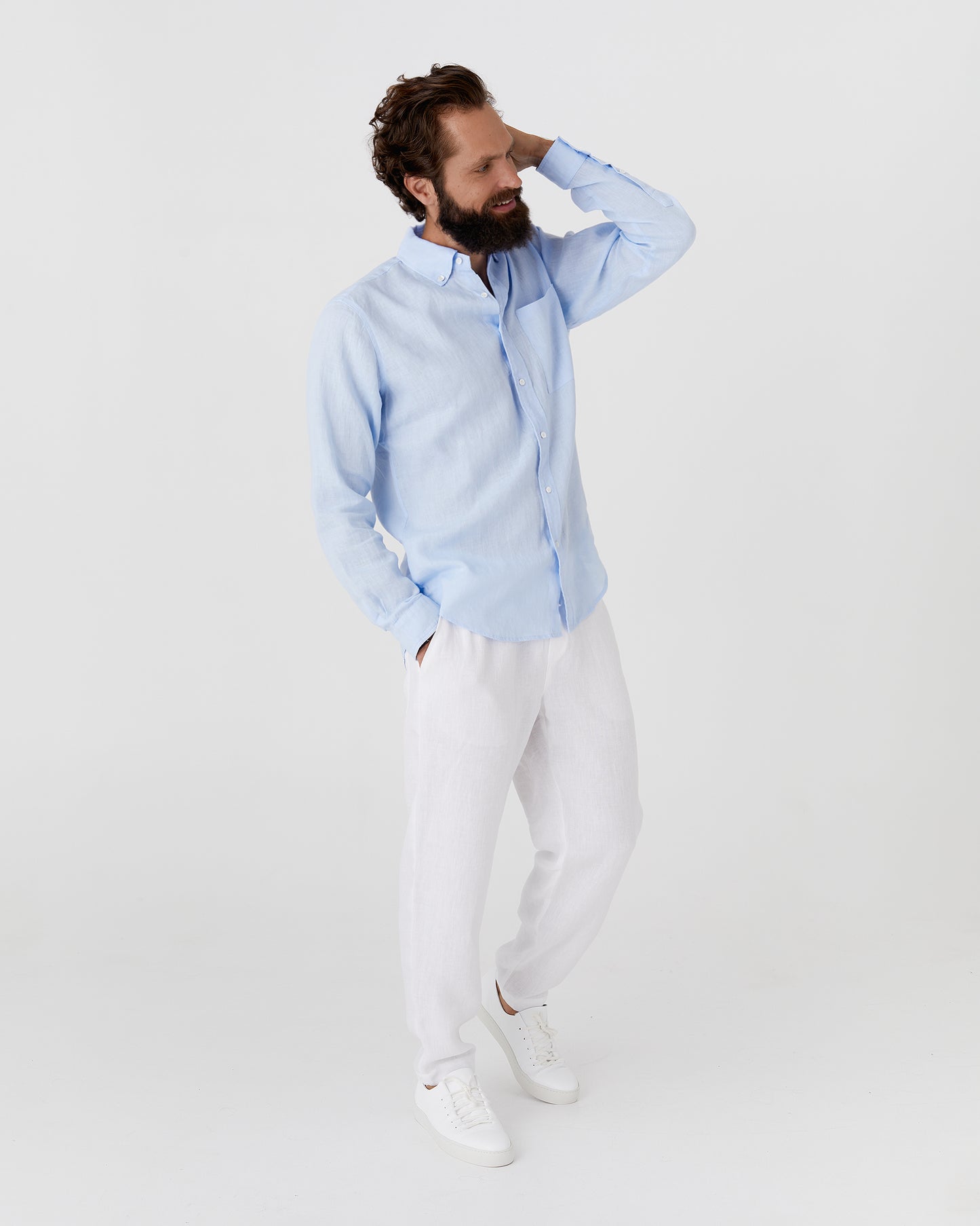 Men's linen shirt PERUGIA in Sky blue - MagicLinen