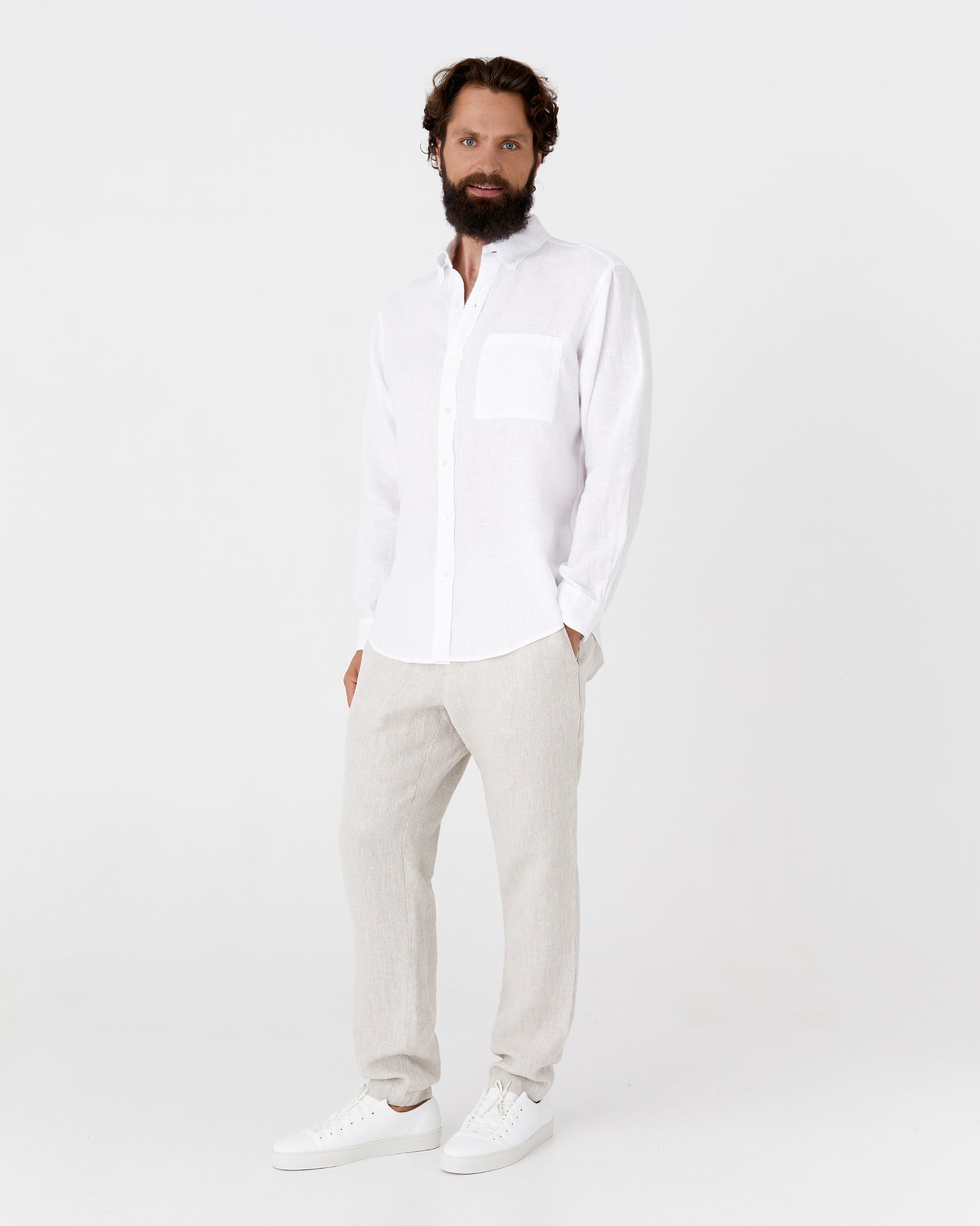 Men's linen shirt PERUGIA in White - MagicLinen