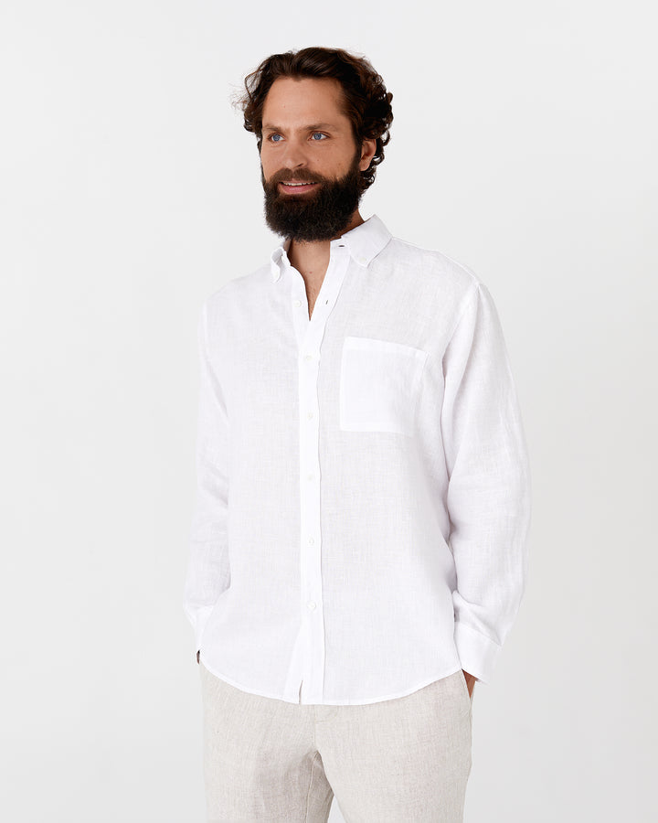 Men's linen shirt PERUGIA in White MagicLinen
