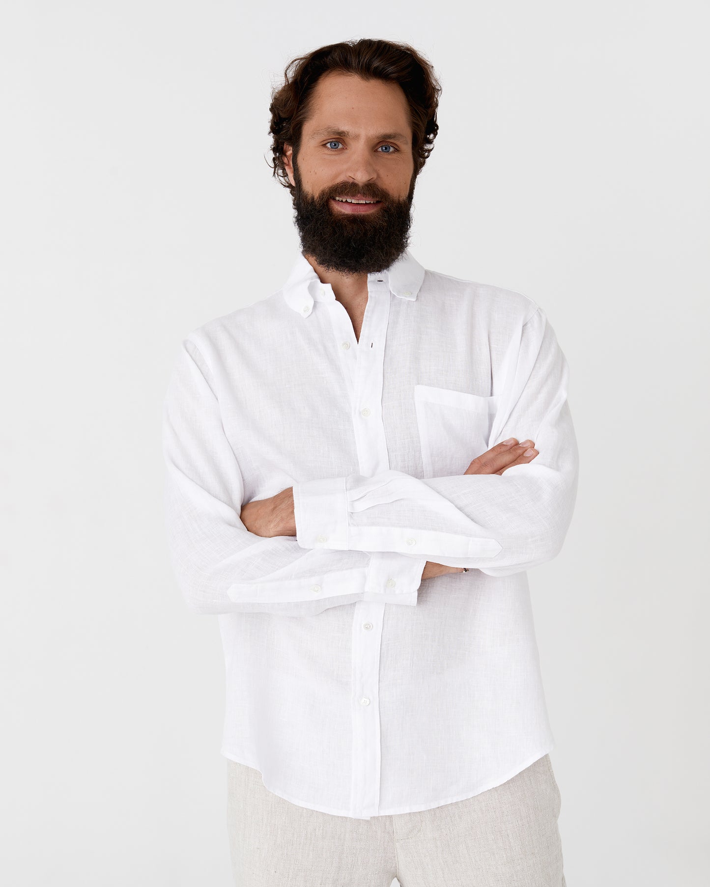 Men's linen shirt PERUGIA in White - MagicLinen