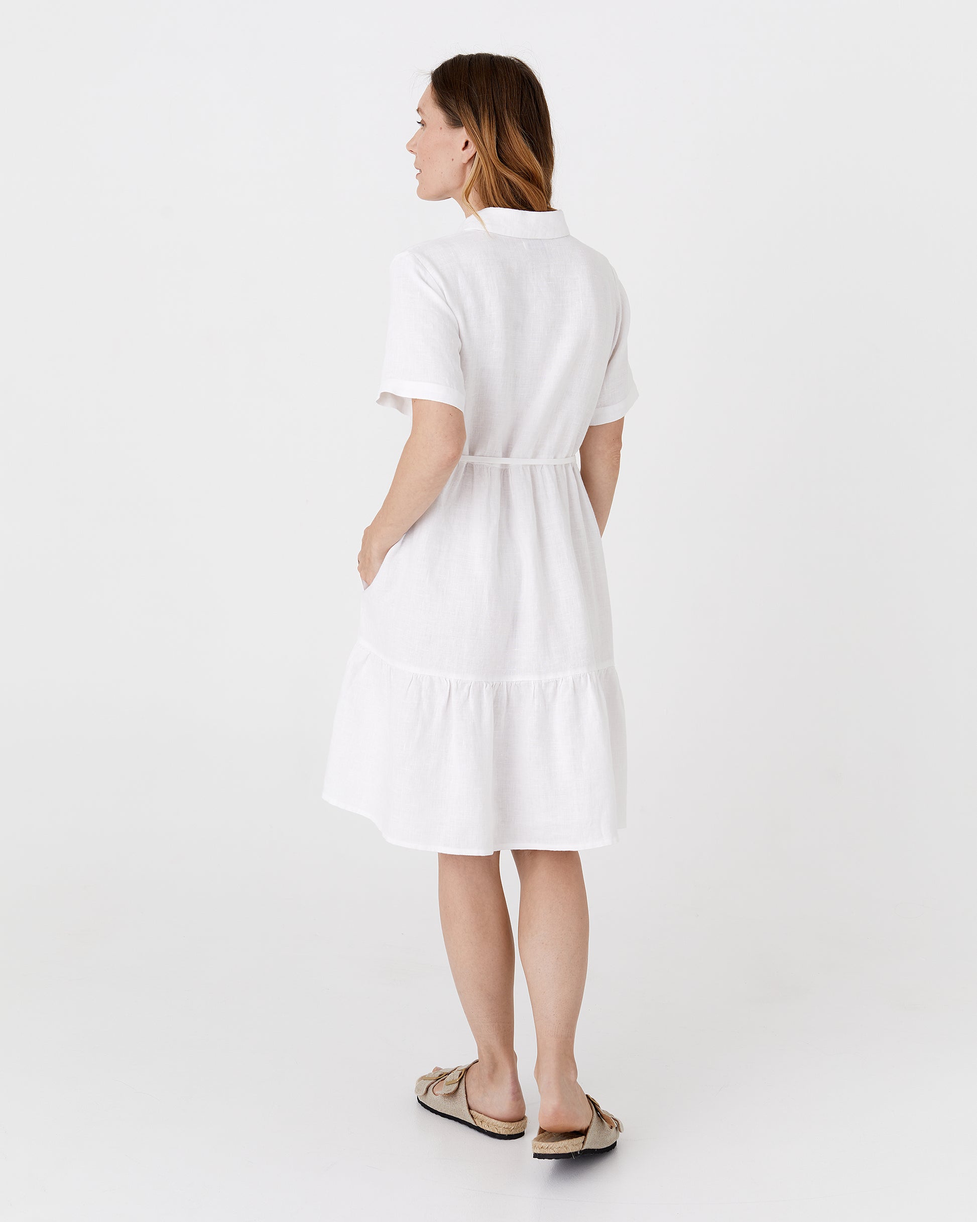 Tiered linen dress PETRA in White | MagicLinen Tiered linen dress PETRA in White | MagicLinen