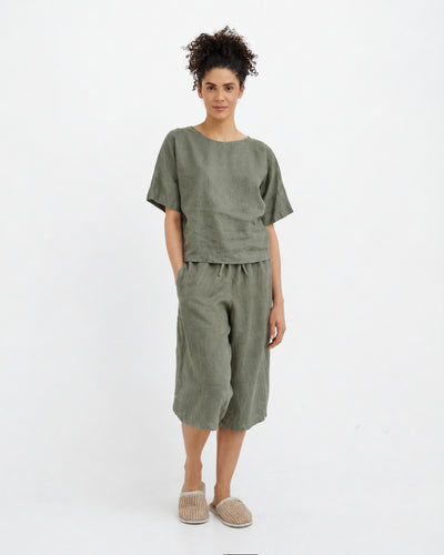 Leinen-Pyjama-Set AVEIRA in Schwarz