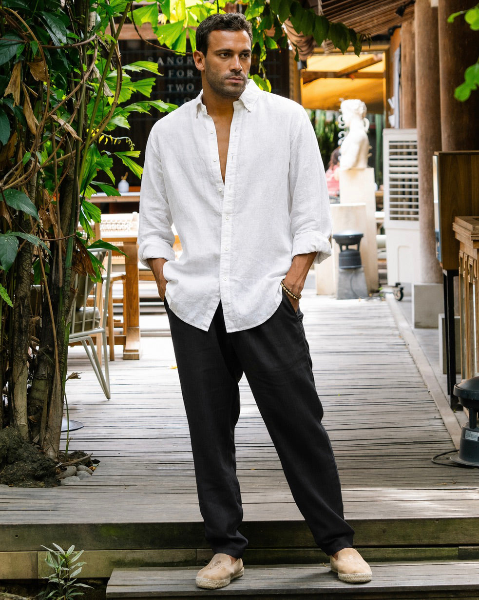 Mens Linen Pants PALERMO in Black