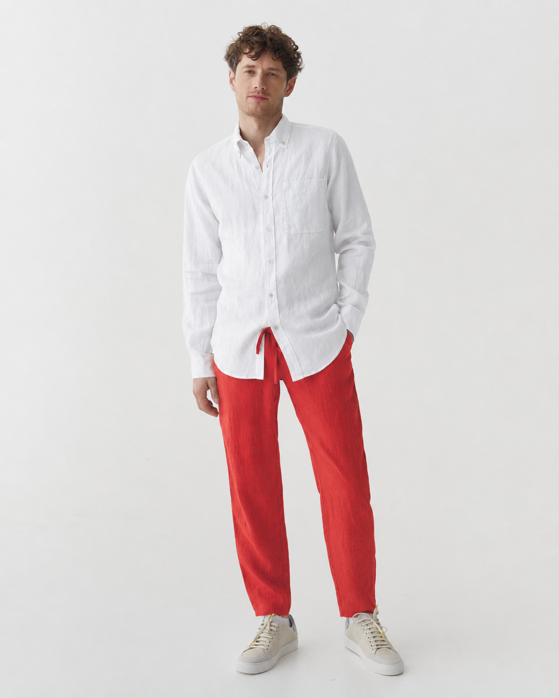 Men's linen pants PALERMO in Aurora red