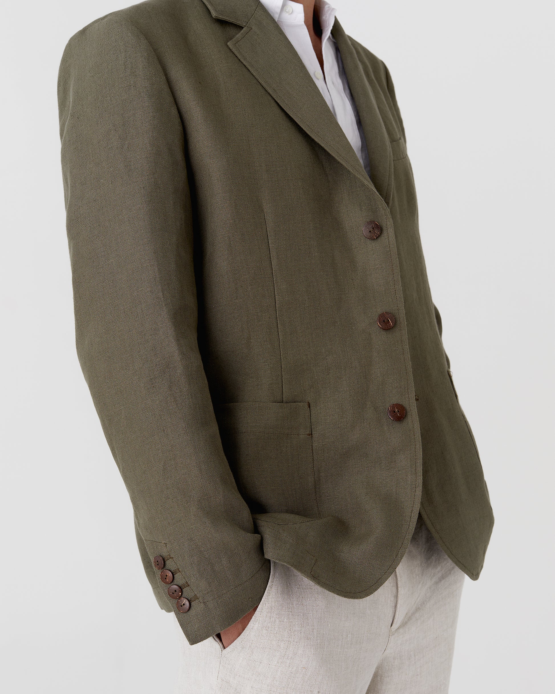 Men's heavyweight linen blazer SALVADOR in Dark green - MagicLinen