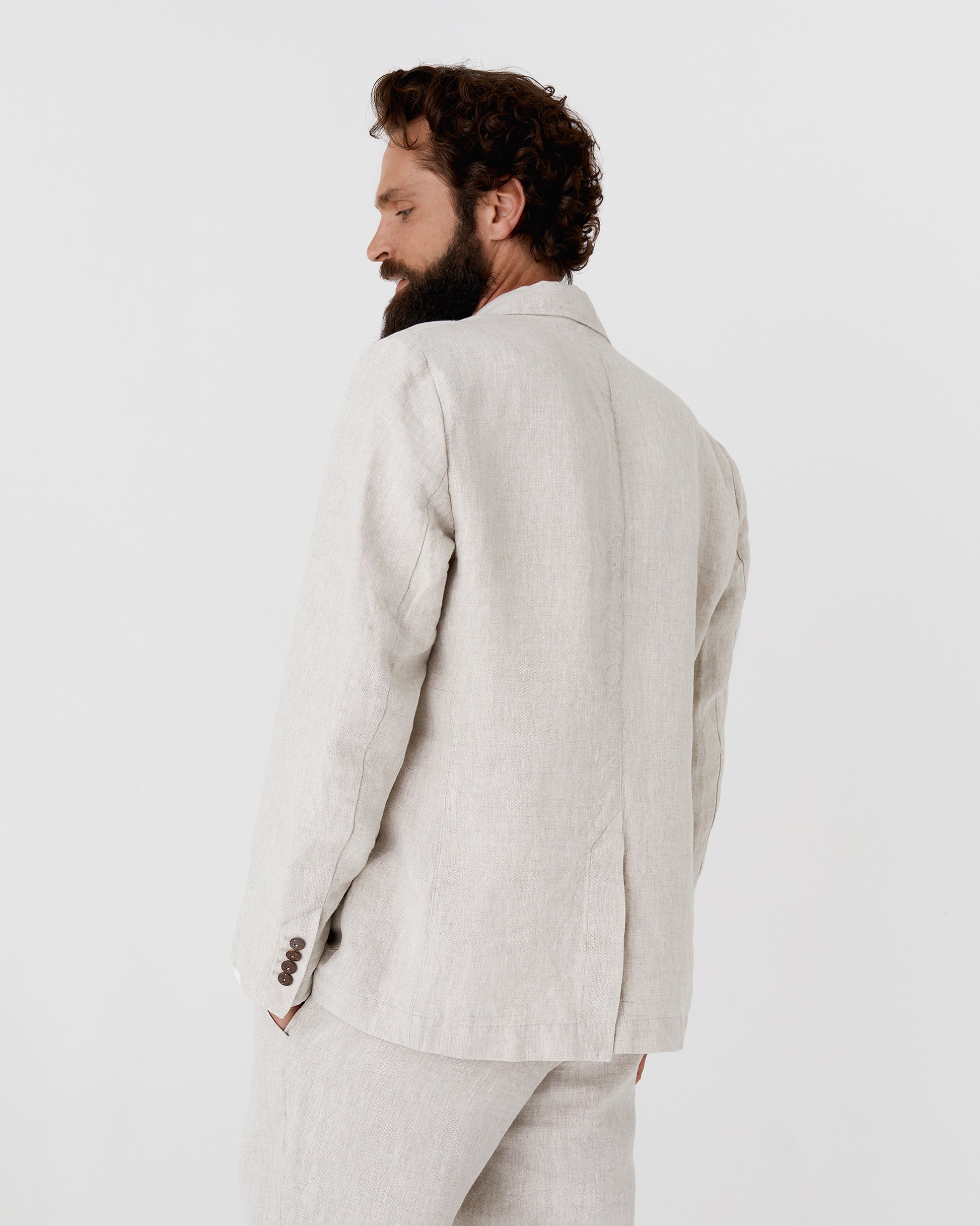 Men's heavyweight linen blazer SALVADOR in Natural melange - MagicLinen