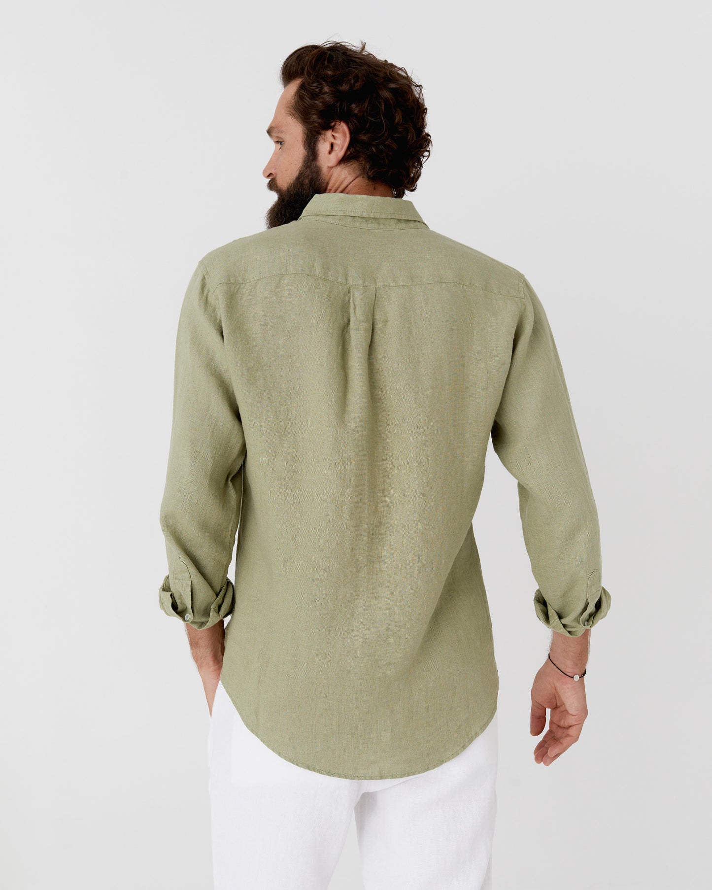 Classic men's linen shirt SINTRA in Sage - MagicLinen