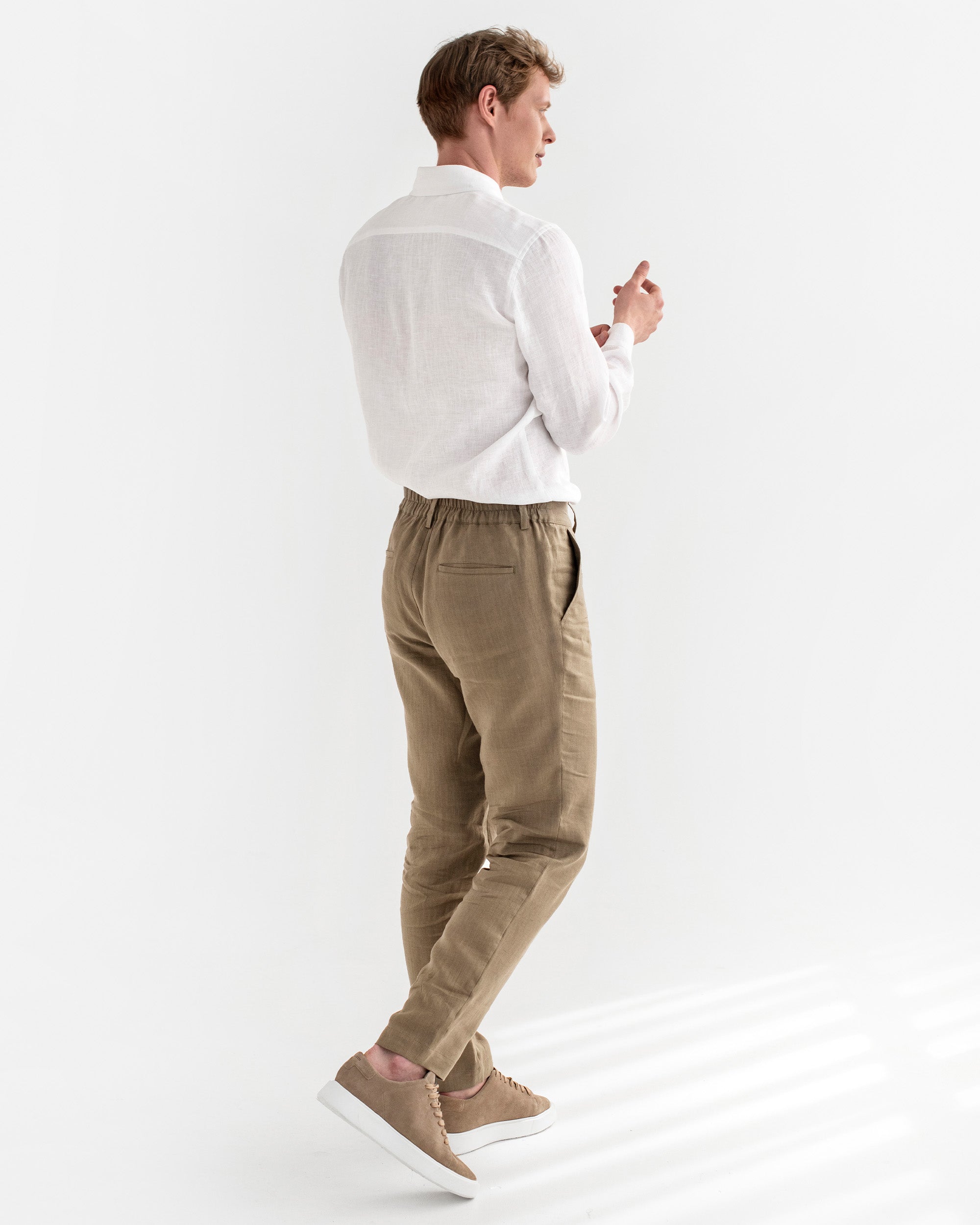 Velasca | Green pleated linen pants, made in Italy