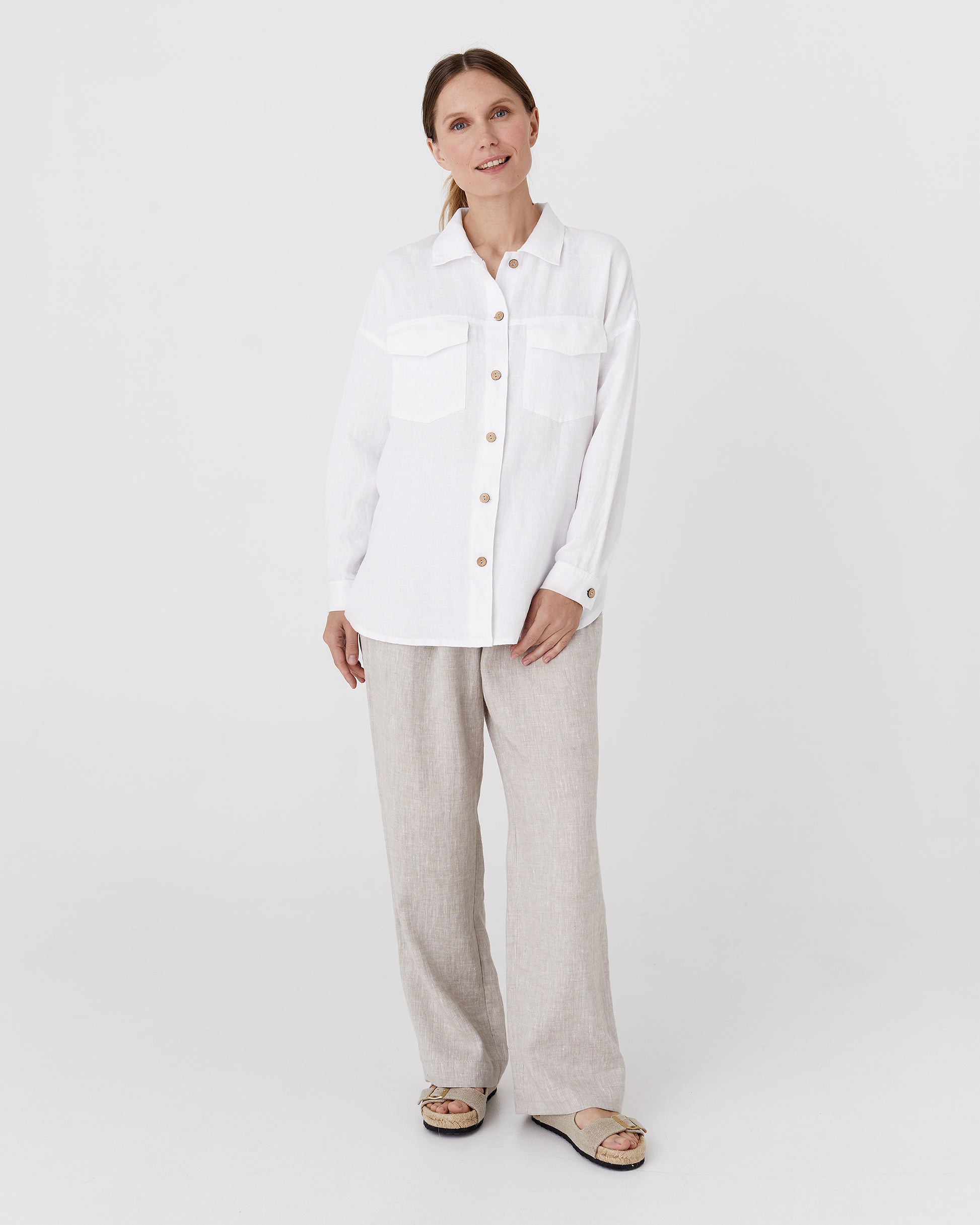 Oversized linen shirt SUMBA in White - MagicLinen