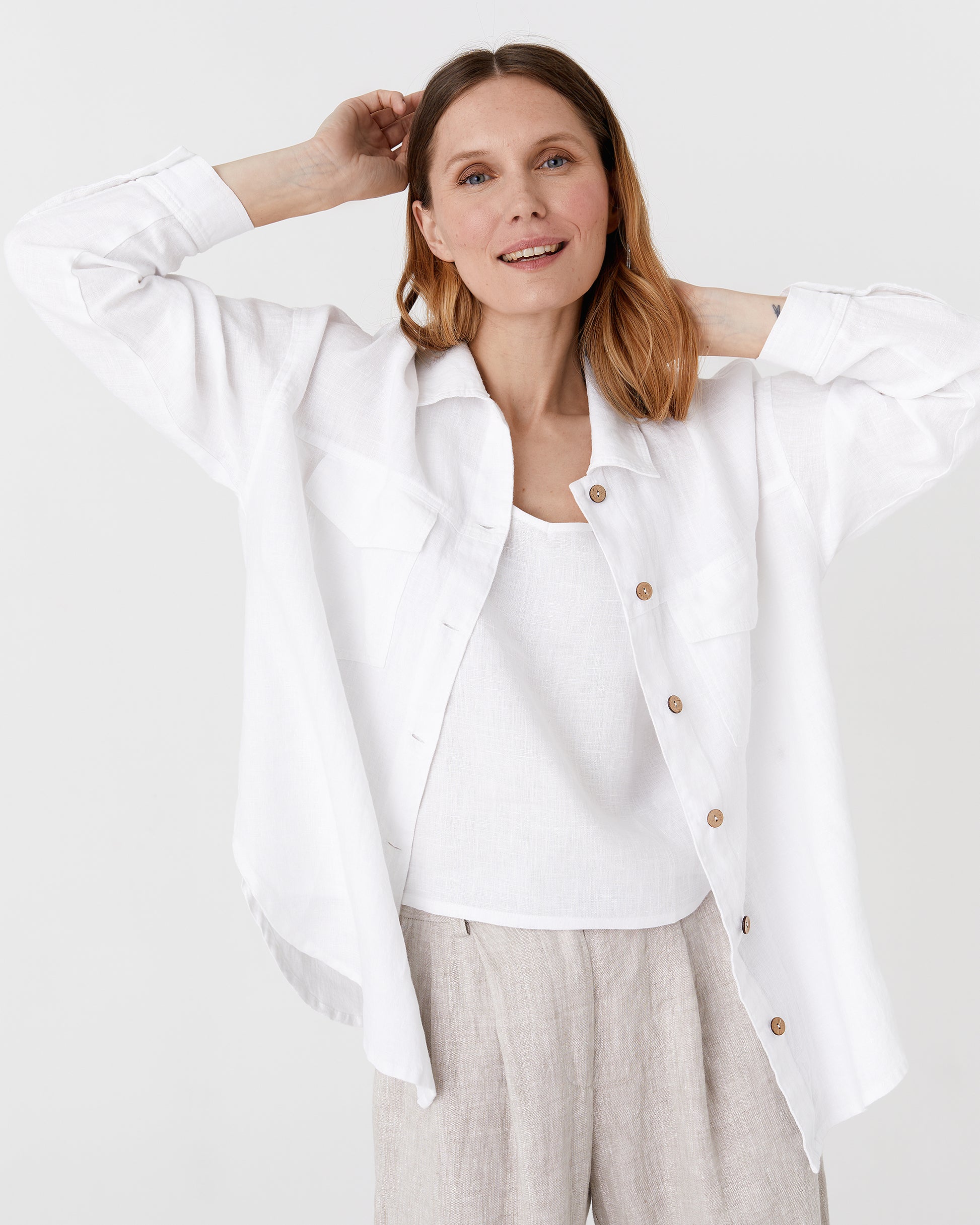 Oversized linen shirt SUMBA in White Oversized linen shirt SUMBA in White