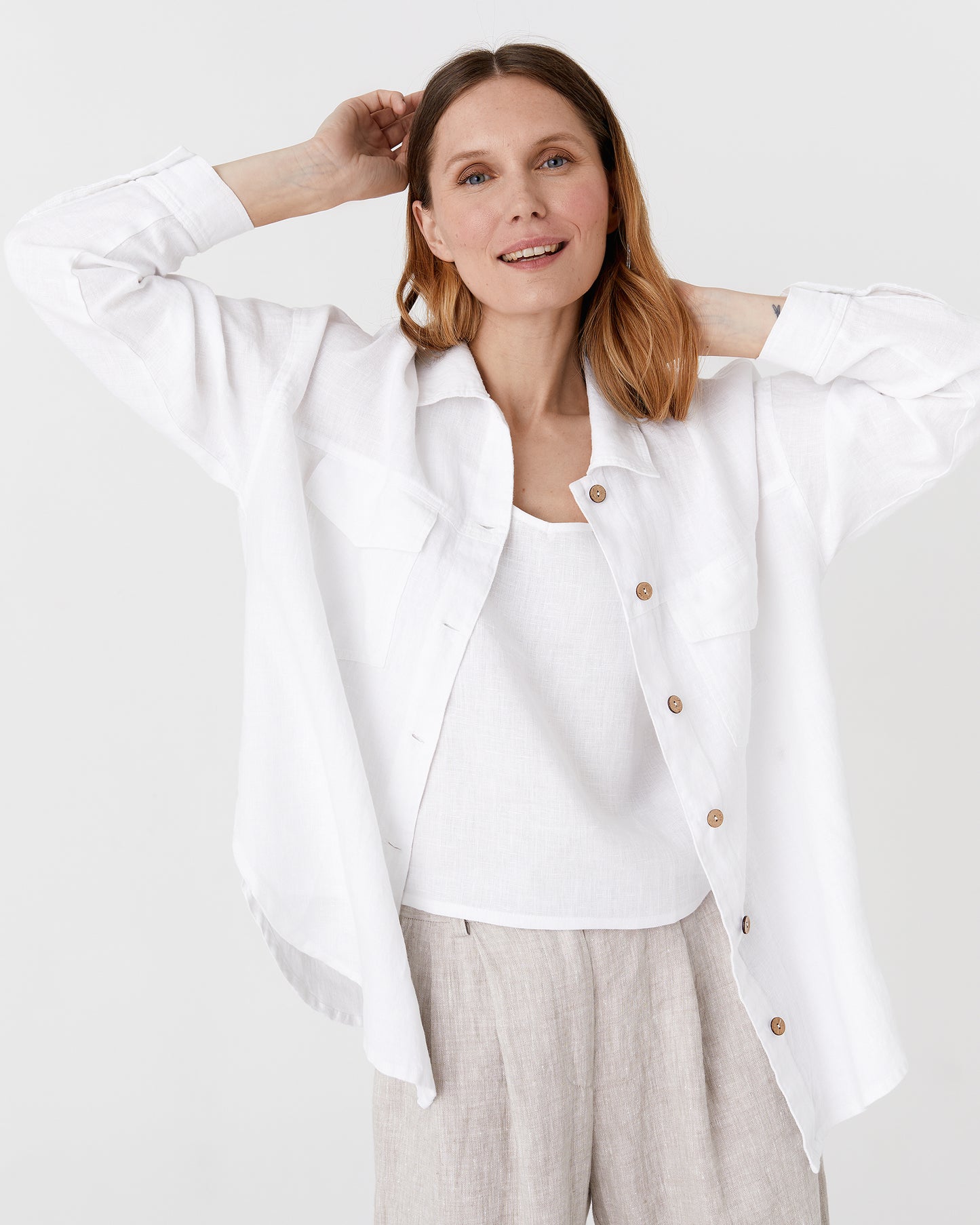 Oversized linen shirt SUMBA in White - MagicLinen