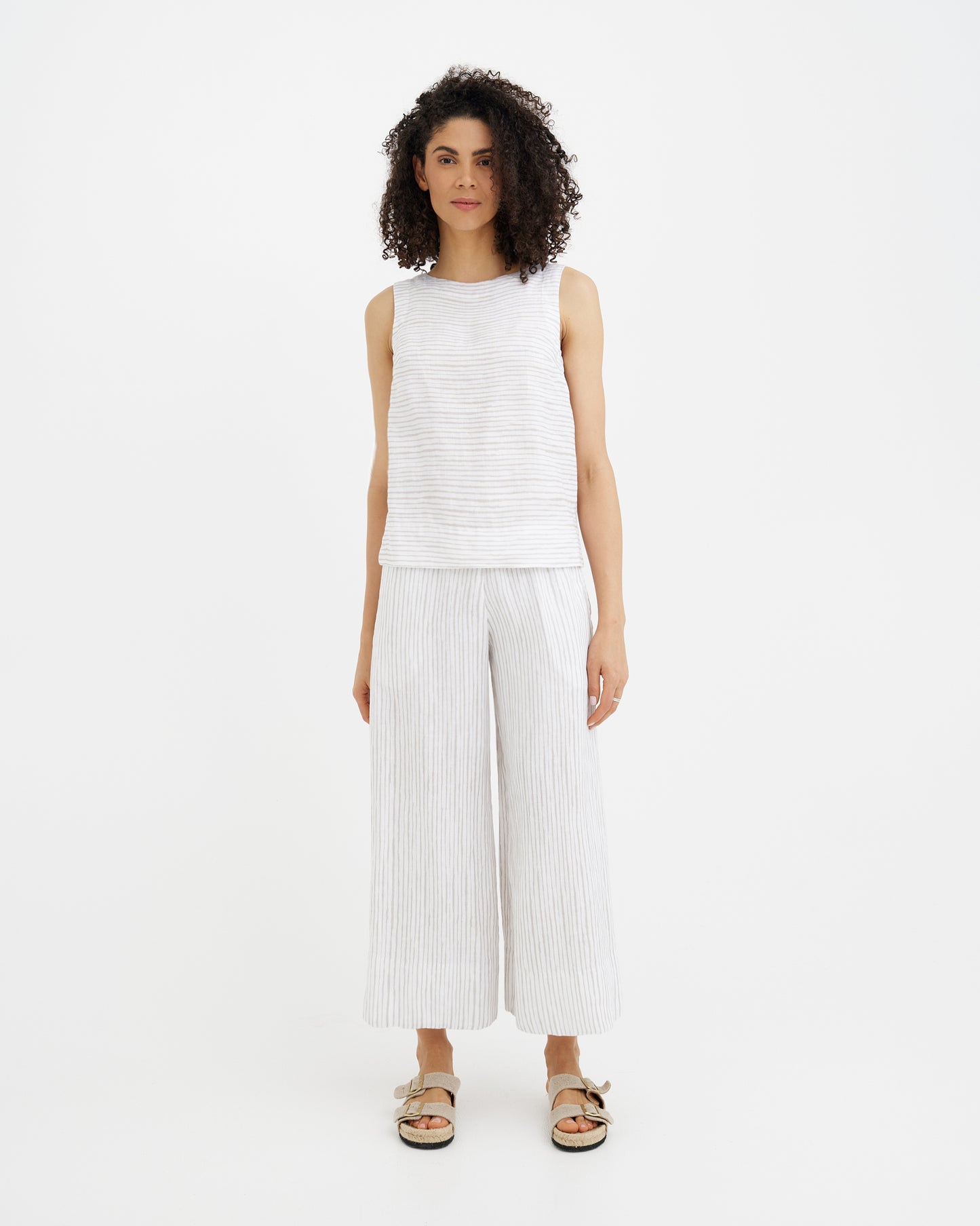 MagicLinen Natural Lines VIENNA wide-leg 7/8 linen culottes with mid-rise waist  
