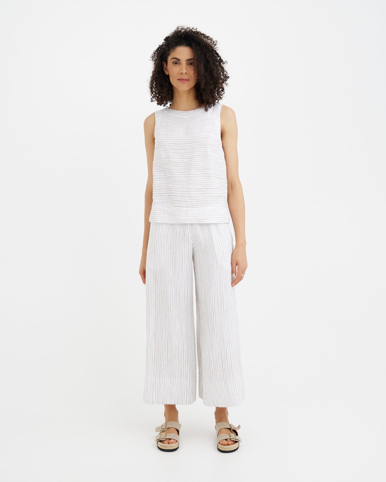 MagicLinen Natural Lines VIENNA wide-leg 7/8 linen culottes with mid-rise waist  