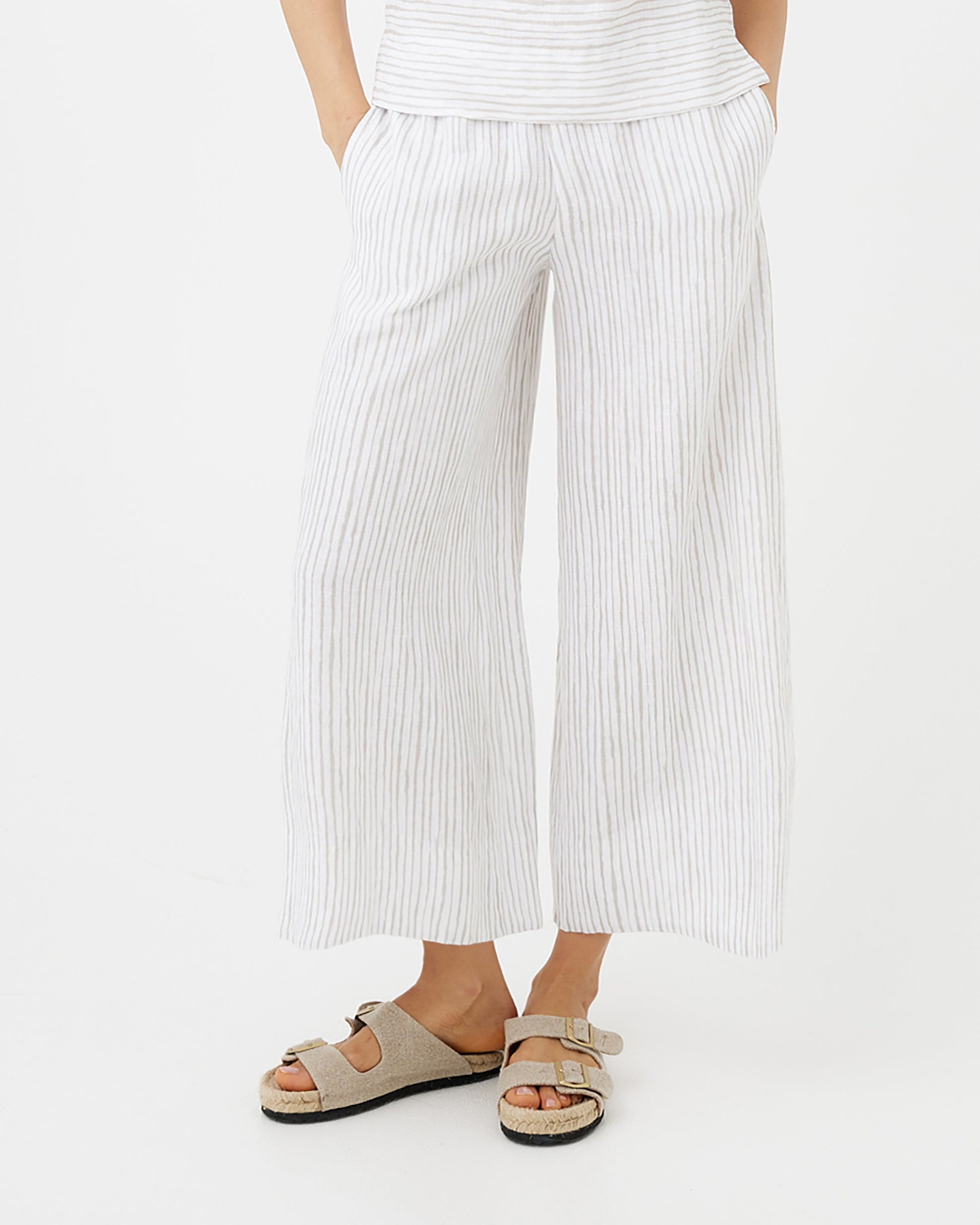 MagicLinen Natural Lines women’s midweight linen culottes with elasticated back waistband  