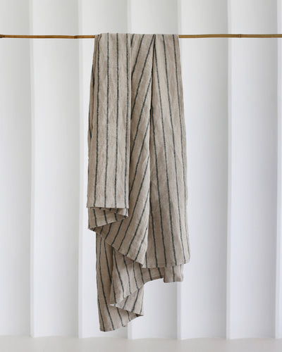 Linen Beach Towel in Subtle lines | Beach blanket | MagicLinen