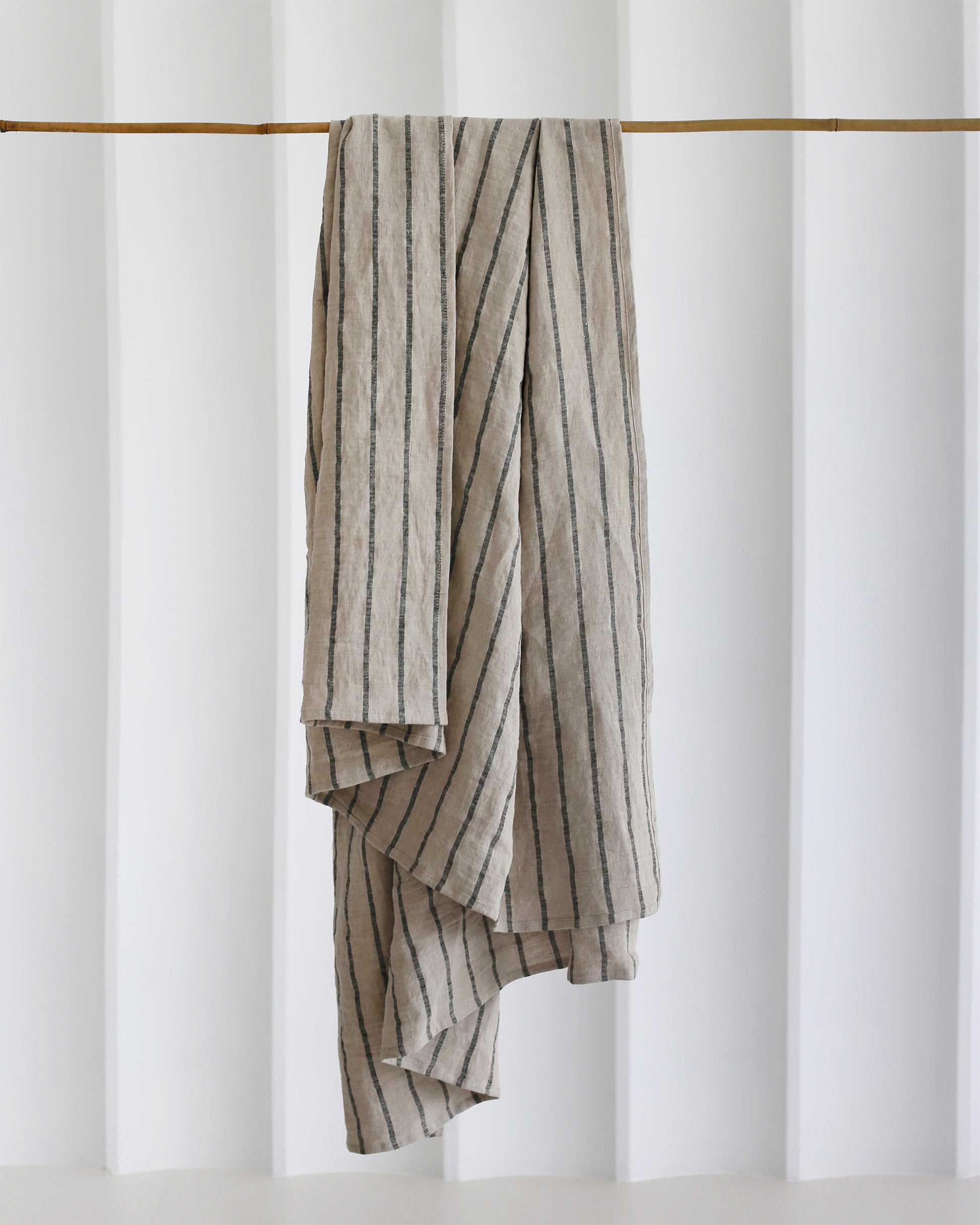 Linen Beach Towel in Subtle lines | Beach blanket | MagicLinen