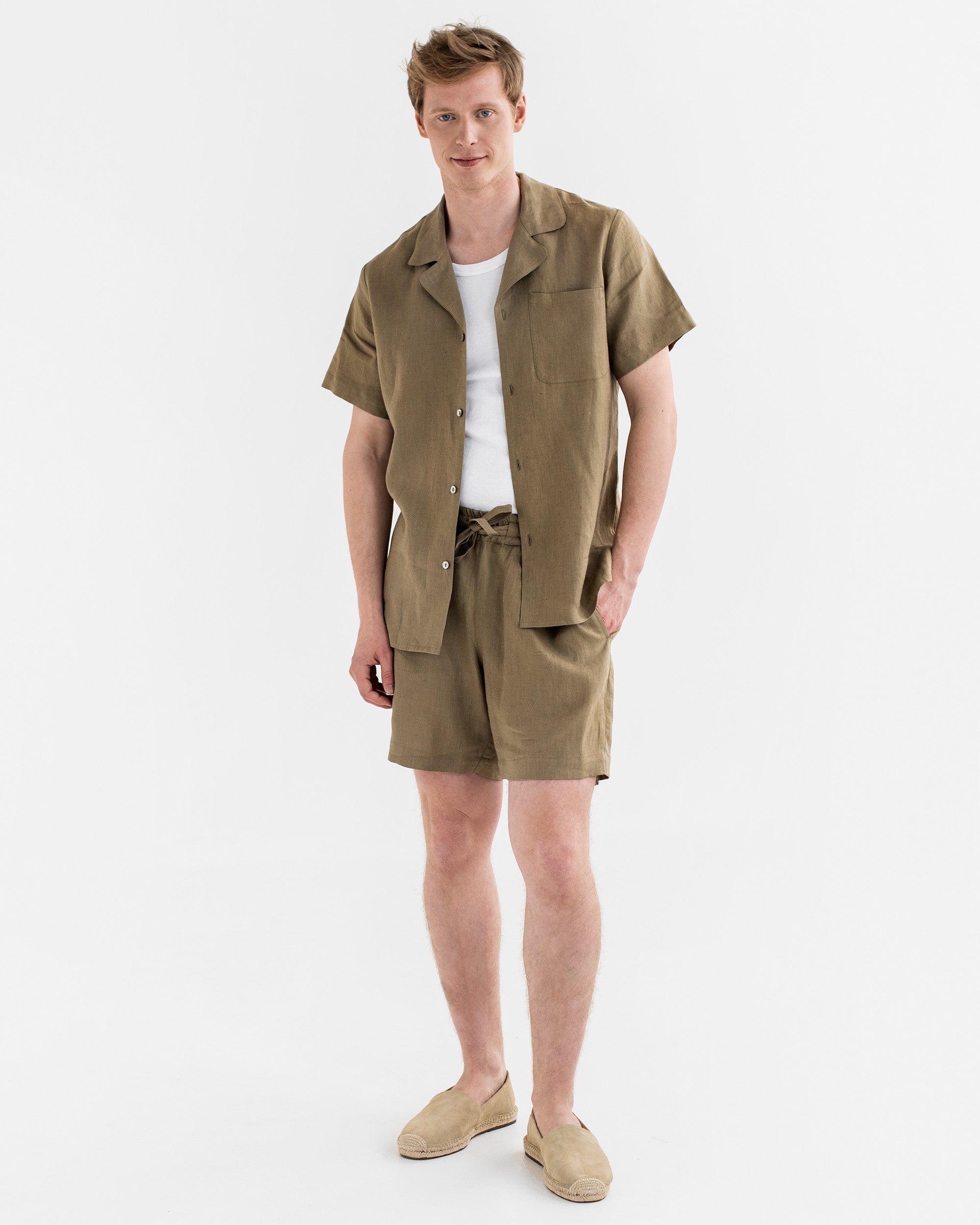 Men's Linen Loungewear Set TINOS in Dried Moss | MagicLinen