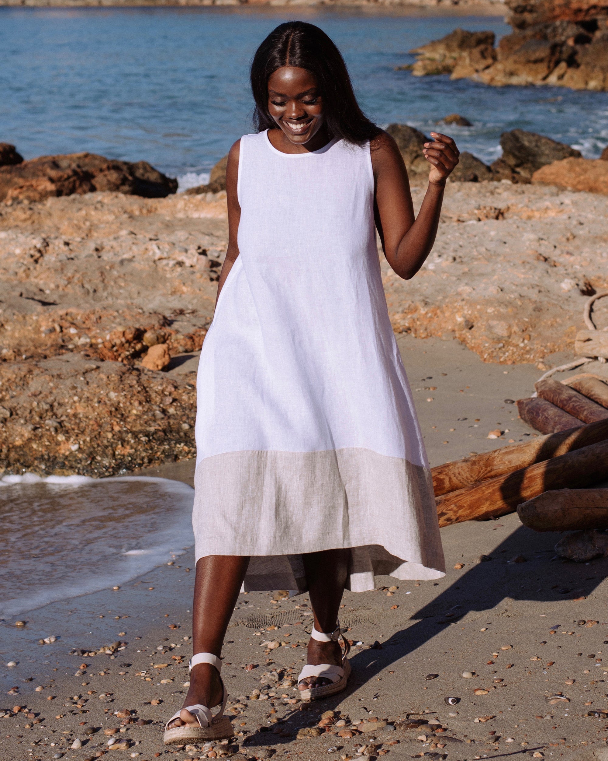 White linen clearance gown