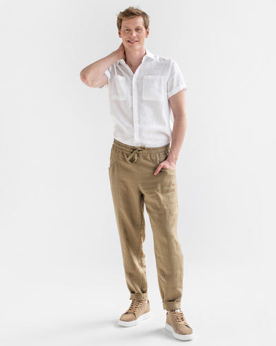 Effortless Style: Men's Casual Summer Linen Pants Drop-crotch Chinos With  Pleated Front & Tapered Fit -  Norway