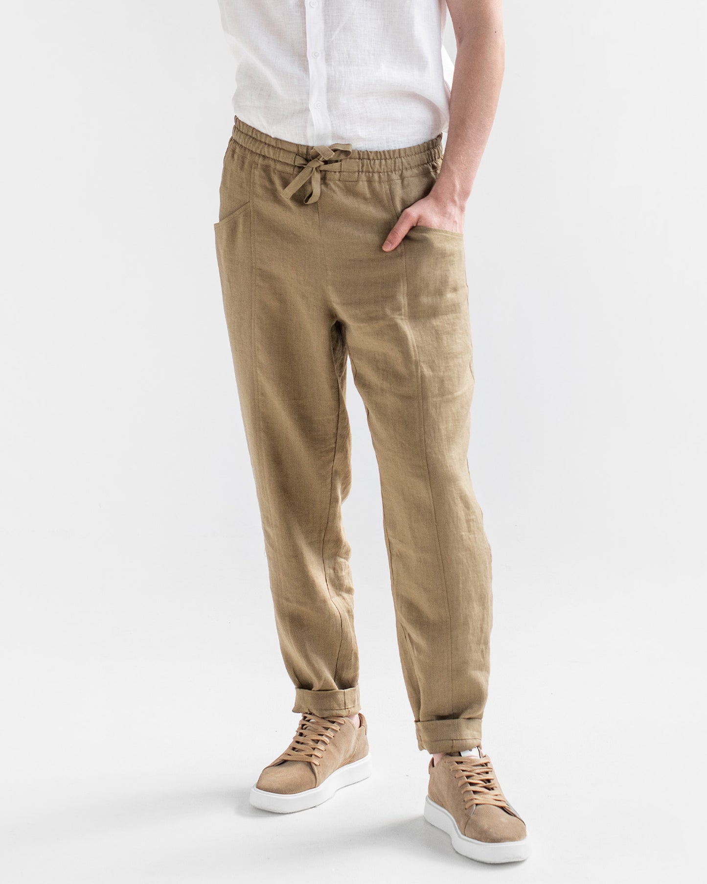Men's linen pants TRUCKEE in Dried moss - MagicLinen