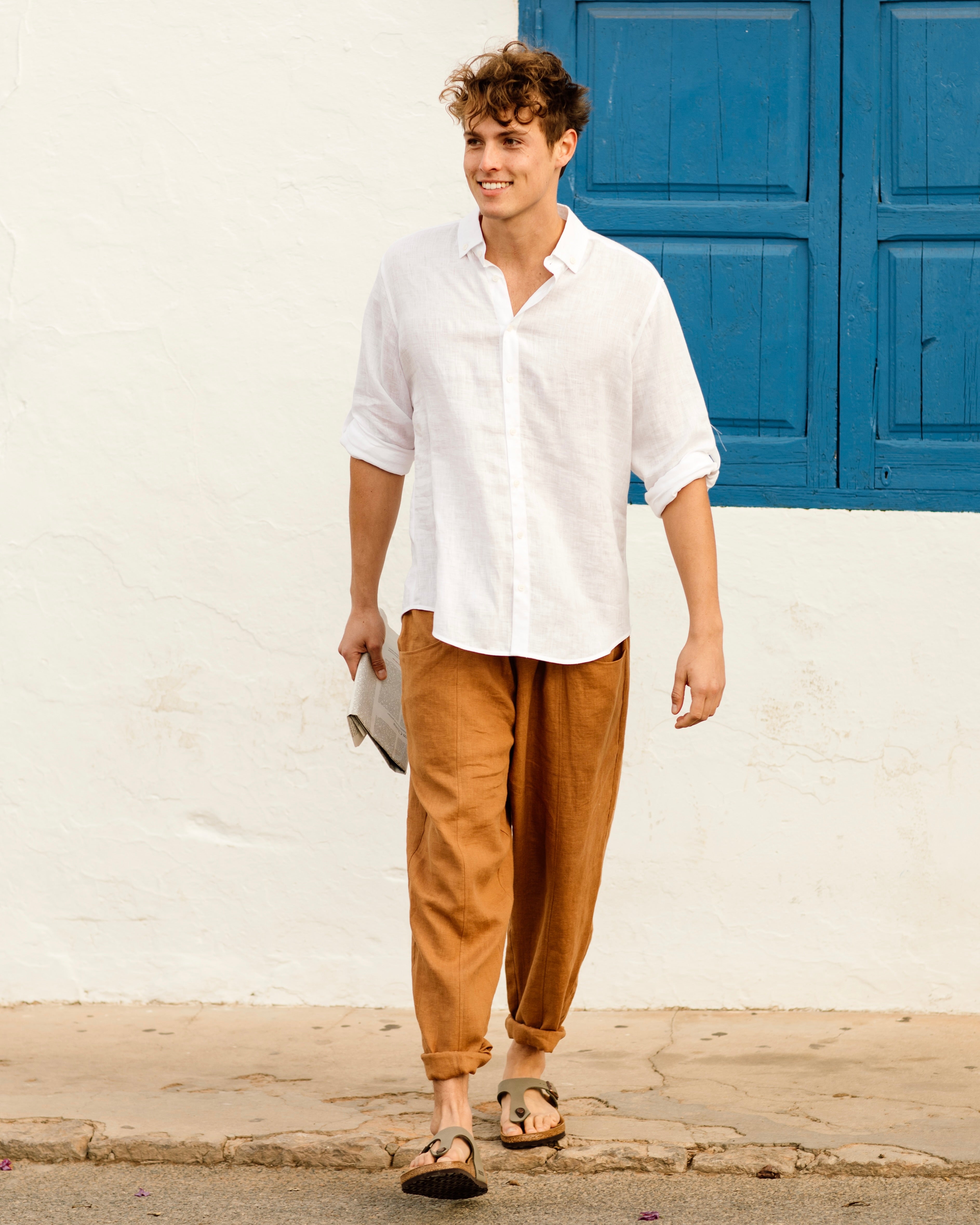 Men's Linen Pants TRUCKEE in Cinnamon | MagicLinen