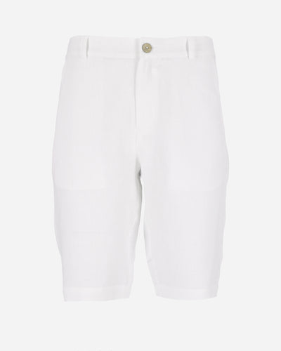 Knee-length men's linen shorts VIGAN in White - MagicLinen
