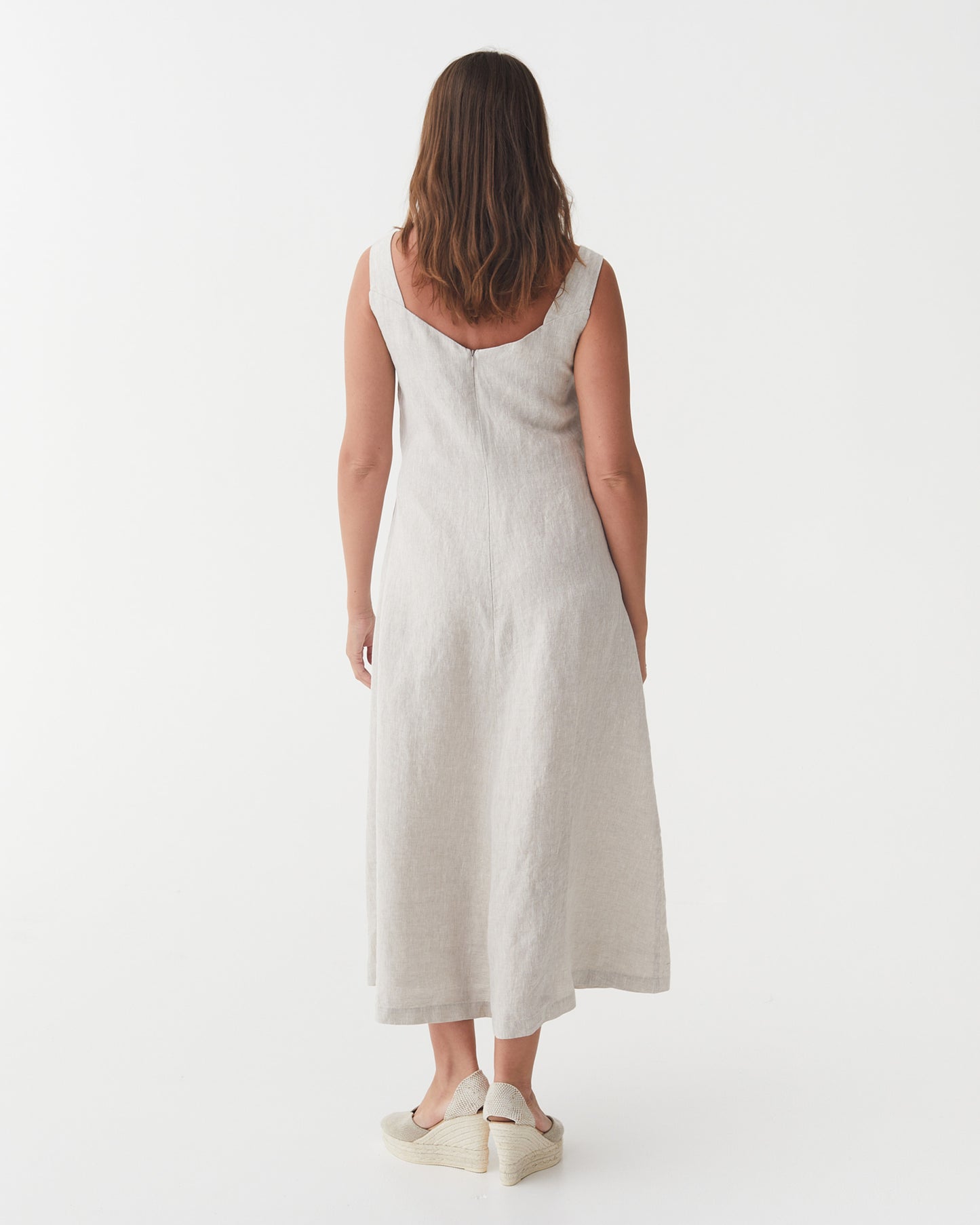 A-line Linen Dress CHILOE in Natural Melange | MagicLinen