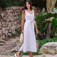 A-line Linen Dress CHILOE in Natural Melange | MagicLinen