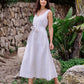 A-line Linen Dress CHILOE in Natural Melange | MagicLinen modelBoxOn2