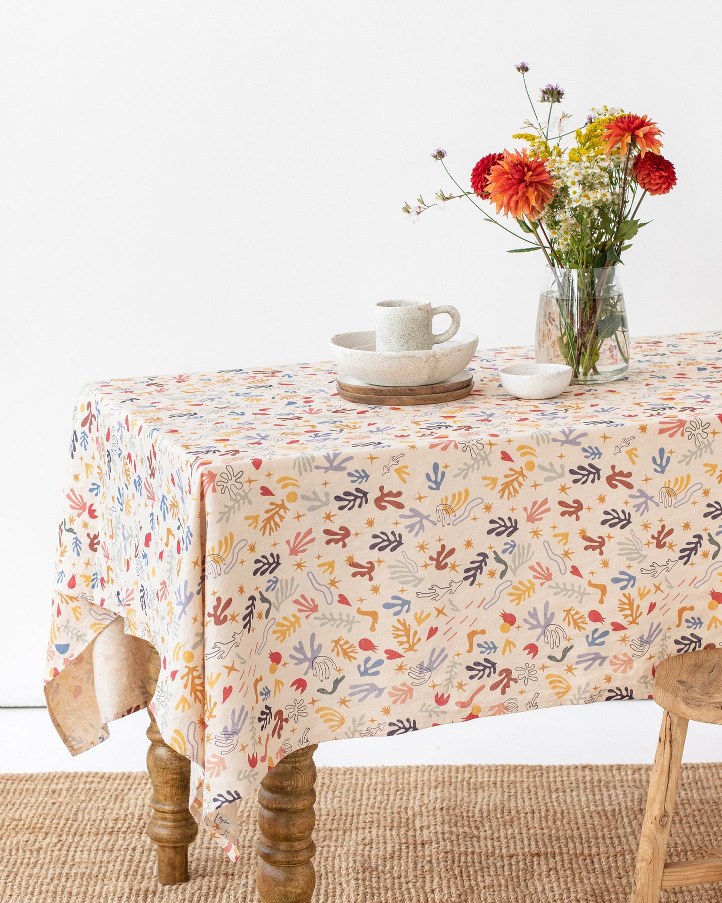Abstract Print Linen Tablecloth - MagicLinen