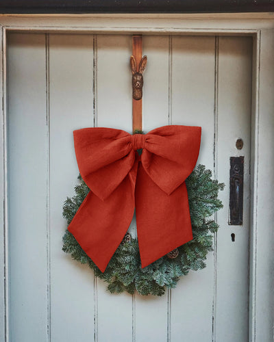 Red Linen Decorative Bow
