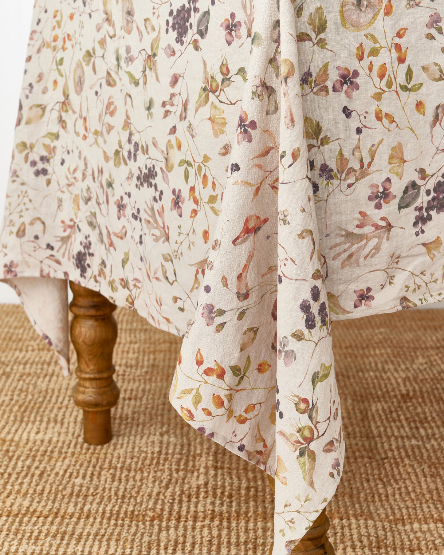 Autumn forest print linen tablecloth