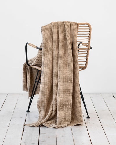 Beige Waffle Throw Blanket | MagicLinen