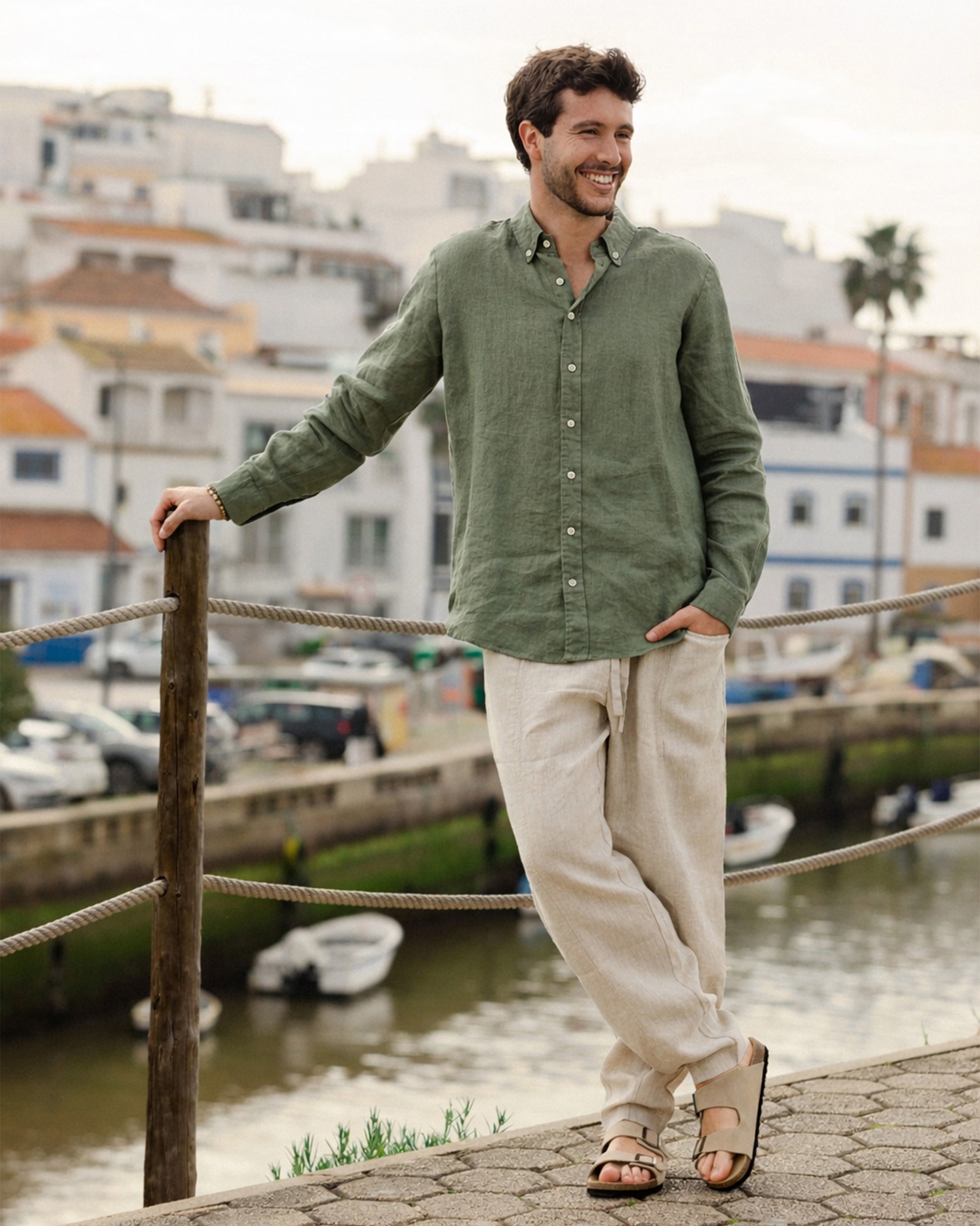 Men's Linen Shirt BOSTON in Mist green