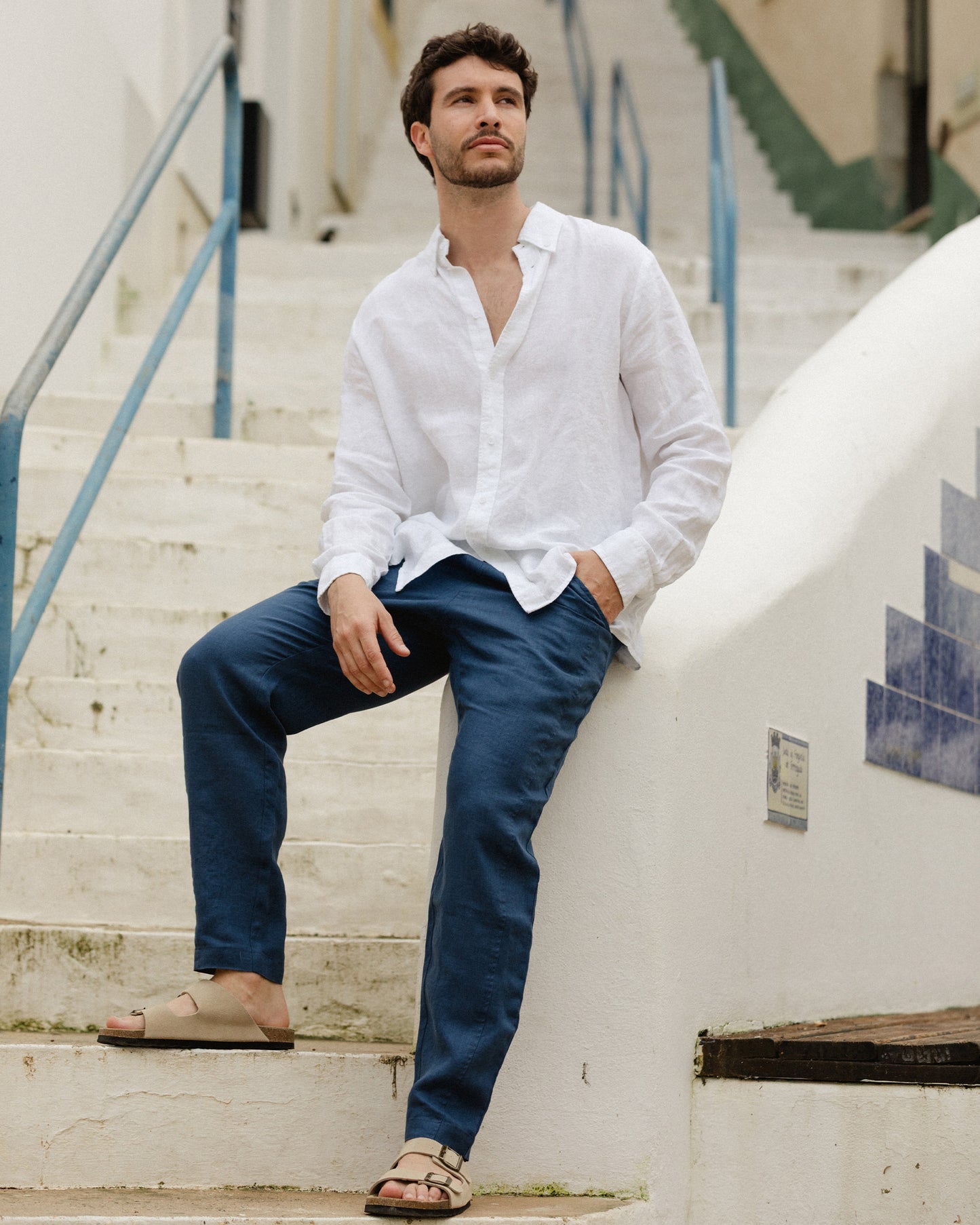 Men's Linen Shirt BOSTON in White