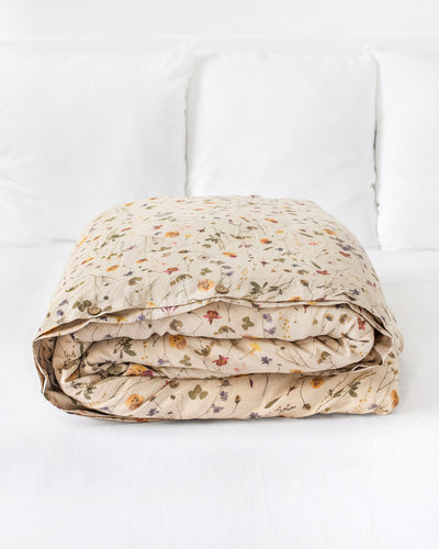 Botanical Print Linen Duvet Cover | MagicLinen