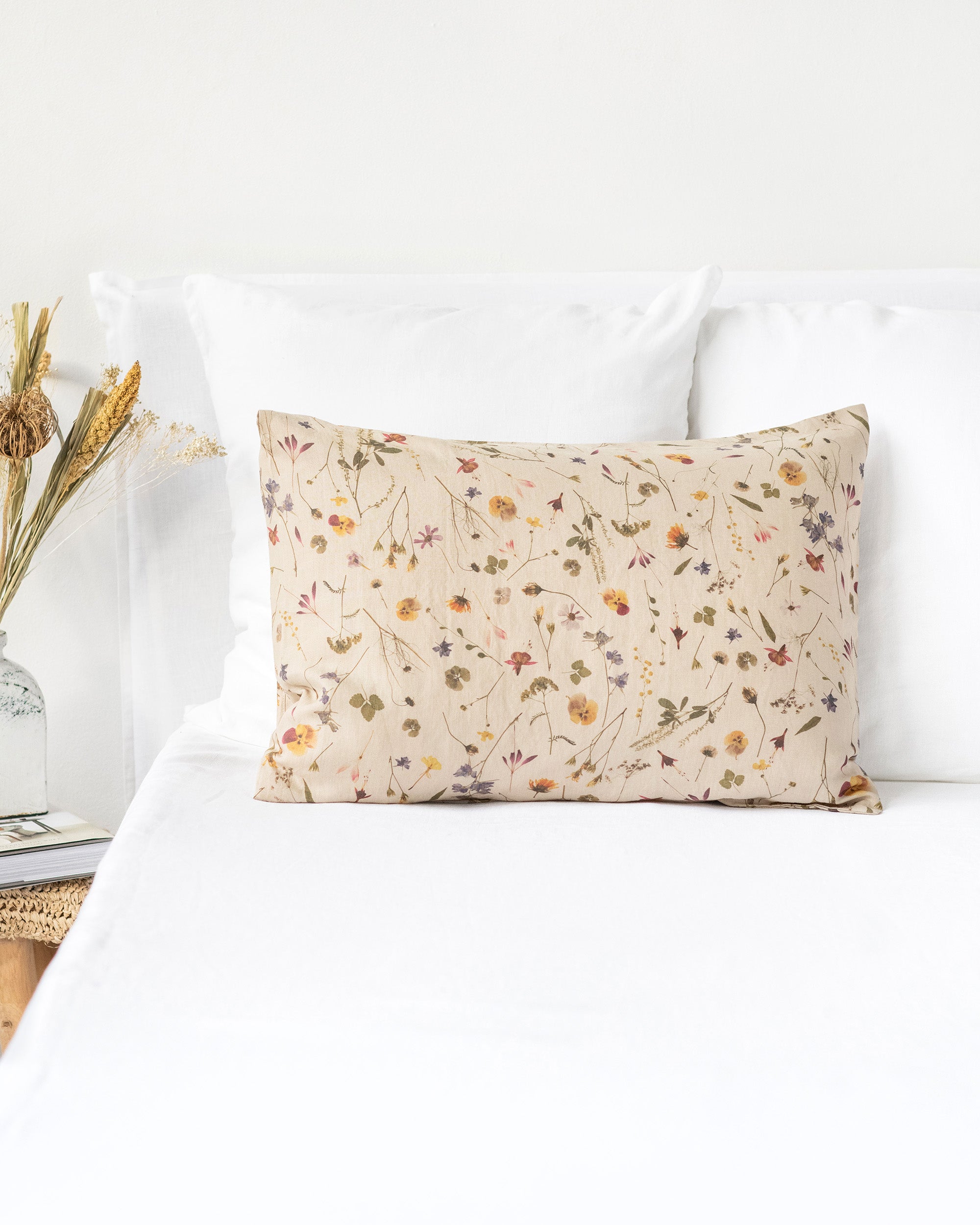 Botanical Print Linen Pillow Cover | MagicLinen | US King