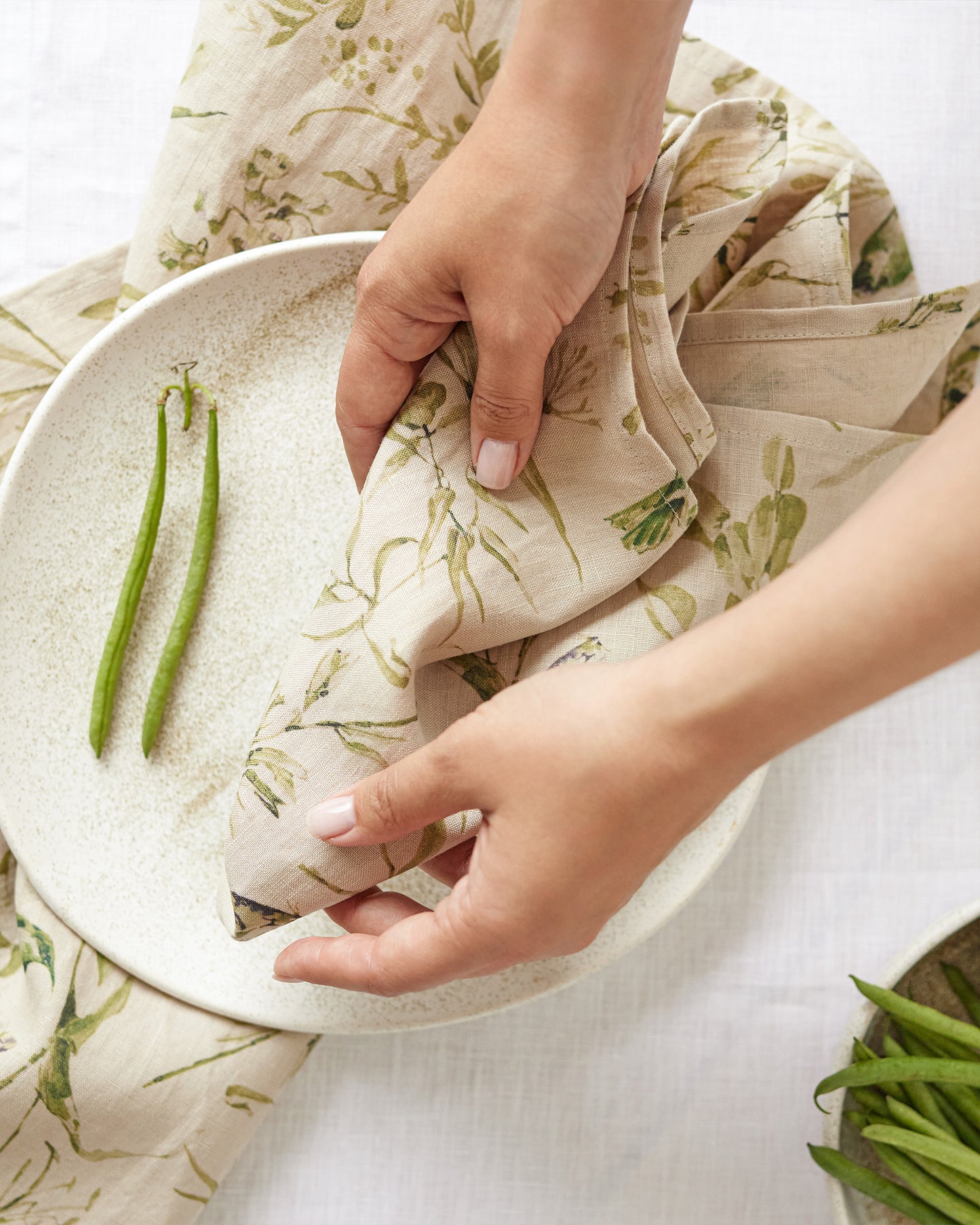 Leinenservietten mit botanischem Druck, 2er-Set