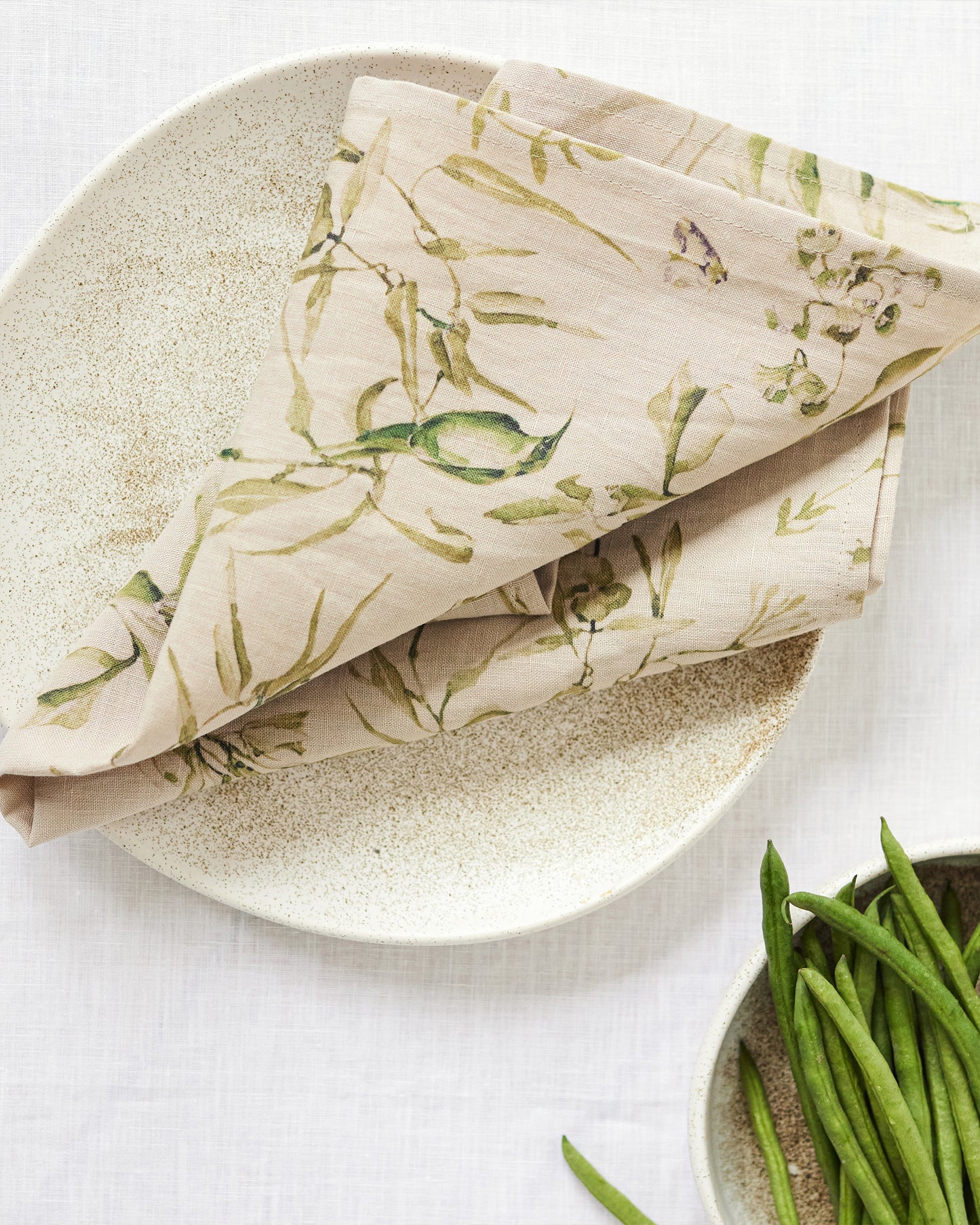Leinenservietten mit botanischem Druck, 2er-Set
