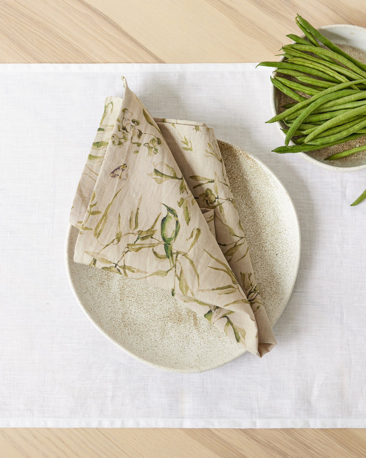 Leinenservietten mit botanischem Druck, 2er-Set