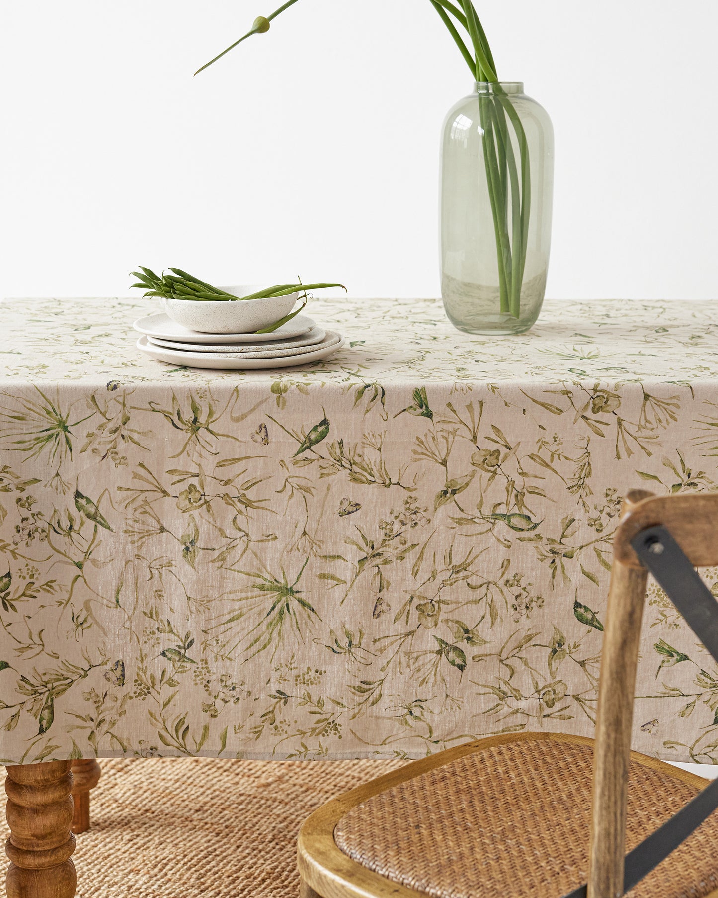 Leinentischdecke mit botanischem Druck