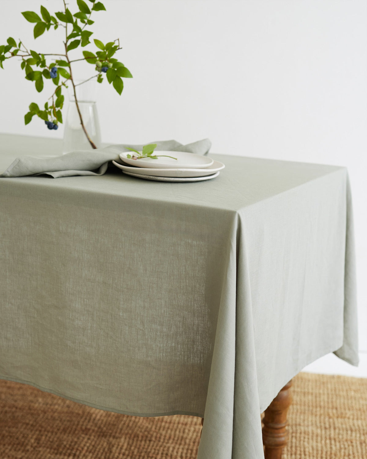 Tischdecke aus natürlichem Gingham-Leinen
