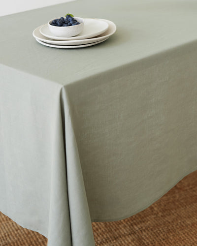 Tischdecke aus natürlichem Gingham-Leinen